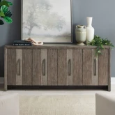 Lafayette 4 Door Accent Cabinet in Weathered Tobacco Brown Wood