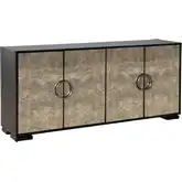 Barlowe 4 Door Accent Cabinet in Cappuccino Wood & Antique Mirror