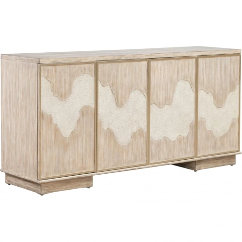 Terrace 4 Door Accent Cabinet in Gravel Gray Wood & Textured Resin