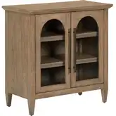 Pavilion 2 Door Accent Cabinet in Natural Wood & Glass