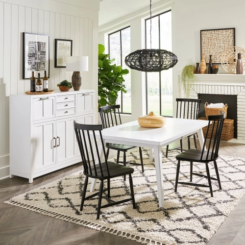Capeside Cottage 5 Piece Dining Set in White & Black Wood