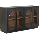 Archway 4 Door Accent Cabinet in Charcoal Black Wood