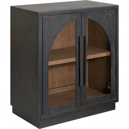 Archway 2 Door Accent Cabinet in Charcoal Black Wood