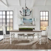 River Place 5 Piece Dining Set in Distressed White & Brown Wood