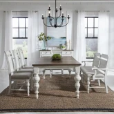 River Place 6 Piece Dining Set in Distressed White & Brown Wood