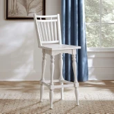 Magnolia Manor Spindle Swivel Bar Chair in Antique White & Weathered Brown (Set of 2)