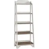 Magnolia Manor Leaning Pier Bookcase in Antique White & Brown Wood