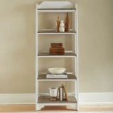 Magnolia Manor Leaning Pier Bookcase in Antique White & Weathered Brown