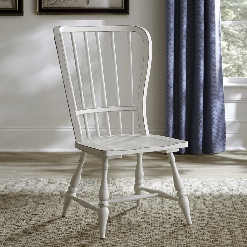 Magnolia Manor Windsor Back Dining Chair in Antique White & Brown (Set of 2)