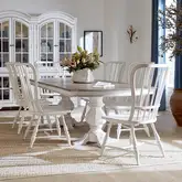 Magnolia Manor 7 Piece Double Pedestal Dining Set in Antique White & Brown