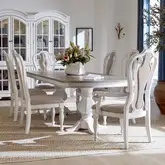 Magnolia Manor 7 Piece Double Pedestal Dining Set in Antique White & Brown