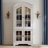 Magnolia Manor Display Cabinet in Antique White & Weathered Brown