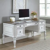 Magnolia Manor Writing Desk in Antique White & Weathered Brown
