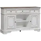 Magnolia Manor Server in Antique White & Brown Wood