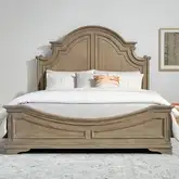 California King Panel Bed in Weathered Bisque Wood