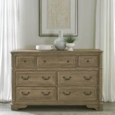 Magnolia Manor 7 Drawer Dresser in Weathered Bisque Finish Wood