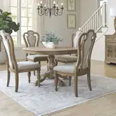 Magnolia Manor 5 Piece Pedestal Dining Set in Weathered Bisque Wood
