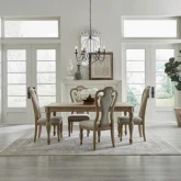 Magnolia Manor 5 Piece Dining Set in Weathered Bisque & Ivory Fabric