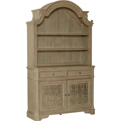 Magnolia Manor Hutch & Buffet in Weathered Bisque Brown Wood