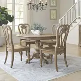 Magnolia Manor 5 Piece Pedestal Dining Set in Weathered Bisque Wood