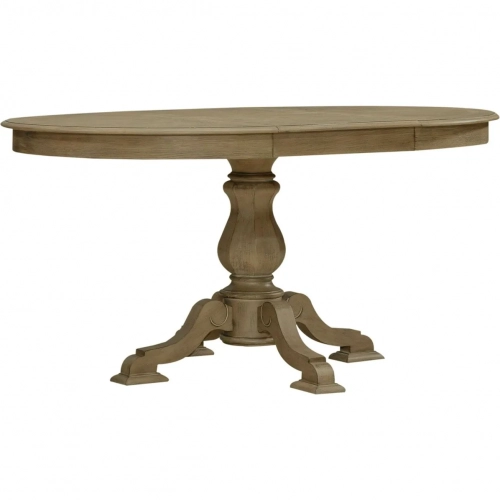 Magnolia Manor Pedestal Dining Table in Weathered Brown Wood