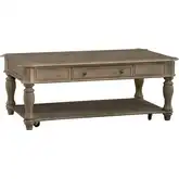 Magnolia Manor Coffee Cocktail Table in Weathered Bisque Brown Wood