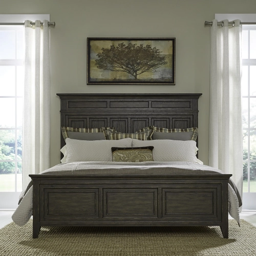 Paradise Valley California King Panel Bed in Saddle Brown Wood