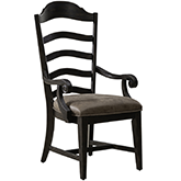 Paradise Valley Ladder Back Dining Arm Chair in Brown Wood & Leatherette