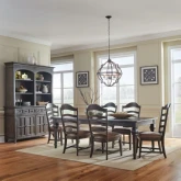 Paradise Valley 7 Piece Dining Set in Brown Wood & Leatherette