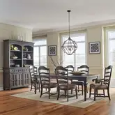 Paradise Valley 7-Piece Dining Set in Brown Wood & Brown Leatherette