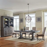 Paradise Valley 5 Piece Trestle Dining Set in Brown Wood & Fabric