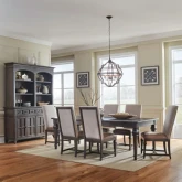 Paradise Valley 7 Piece Dining Set in Brown Wood & Fabric