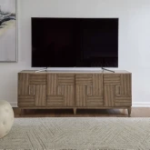 Serenity 82" Accent TV Stand Console in Burnished Beige Finish Wood