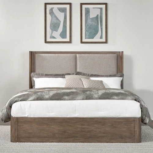 South Bend California King Shelter Bed in Burnished Wood & Neutral Fabric