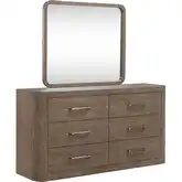 South Bend Dresser & Mirror in Burnished Clay Brown Wood