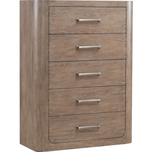 South Bend 5 Drawer Chest in Burnished Clay Brown Wood