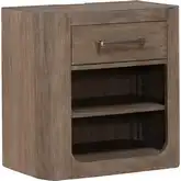 South Bend Open Nightstand w/ Charging Station in Burnished Brown Wood
