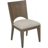 South Bend Panel Back Dining Chair in Brown Wood & Neutral Fabric