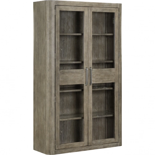 South Bend Display Cabinet in Burnished Clay Brown Wood & Glass