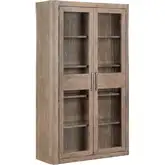 South Bend Display Cabinet in Burnished Clay Brown Wood & Glass