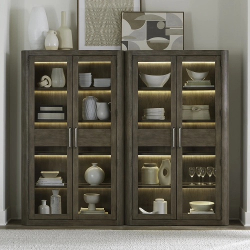 South Bend 2-Piece Bunching Cabinet Set in Burnished Clay Brown Wood