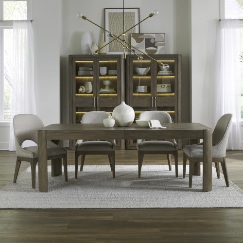 South Bend 5-Piece Dining Set in Burnished Wood & Neutral Fabric