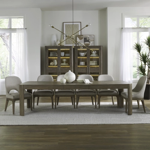 South Bend 7-Piece Dining Set in Burnished Wood & Neutral Fabric