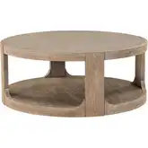 South Bend Round Coffee Cocktail Table in Burnished Wood & Faux Concrete