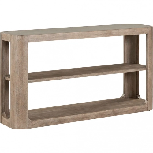 South Bend Sofa Table in Burnished Clay Brown Wood & Faux Concrete