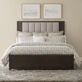 Modern Edge California King Bed in Caffe Brown Wood & Gray Fabric