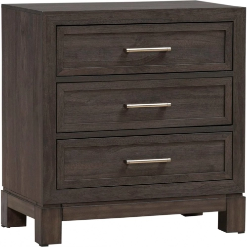 Modern Edge Nightstand w/ Charging Station in Caffe Brown Wood