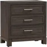 Modern Edge Nightstand w/ Charging Station in Caffe Brown Wood