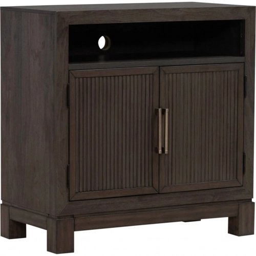 Modern Edge Bedside Chest w/ Charging Station in Caffe Brown Wood