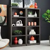 Modern Edge 2 Piece Bunching Bookcase in Caffe Brown Wood